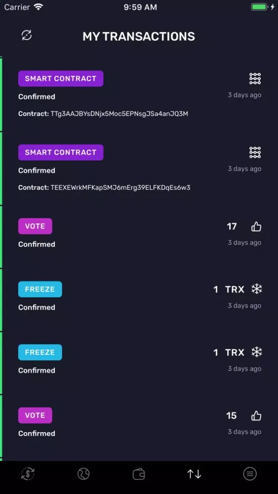 TronWallet: Blockchain Wallet Screenshots