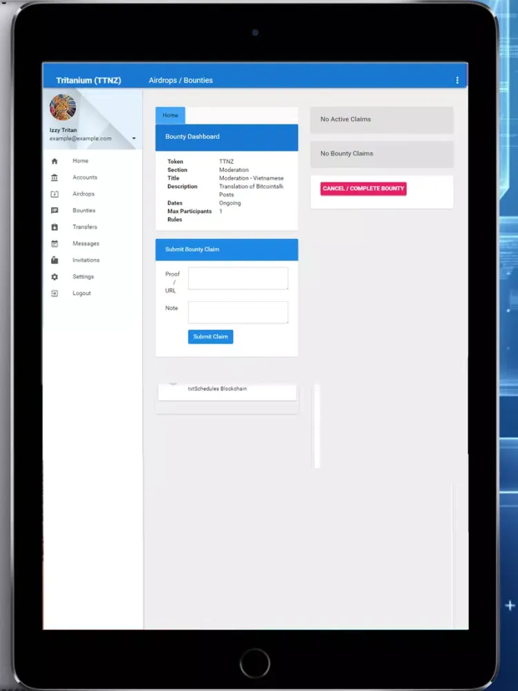 Blockchain Bounty Manager iPad  Screenshots
