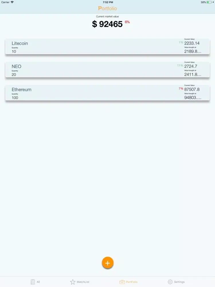 Zrzuty ekranu CryptoTrackr iPad 