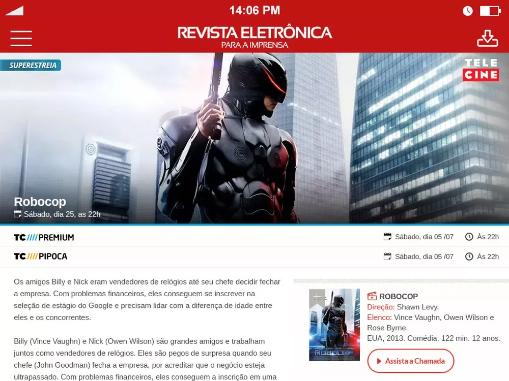 Tangkapan skrin Revista Telecine iPad 