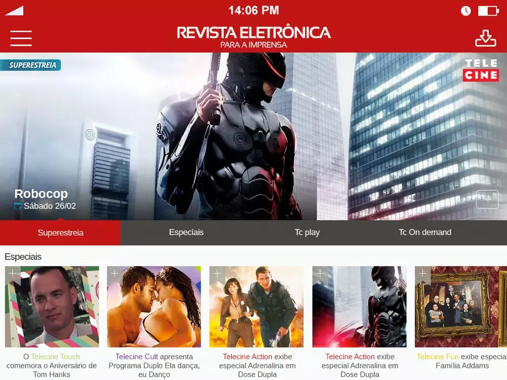 Tangkapan skrin Revista Telecine iPad 