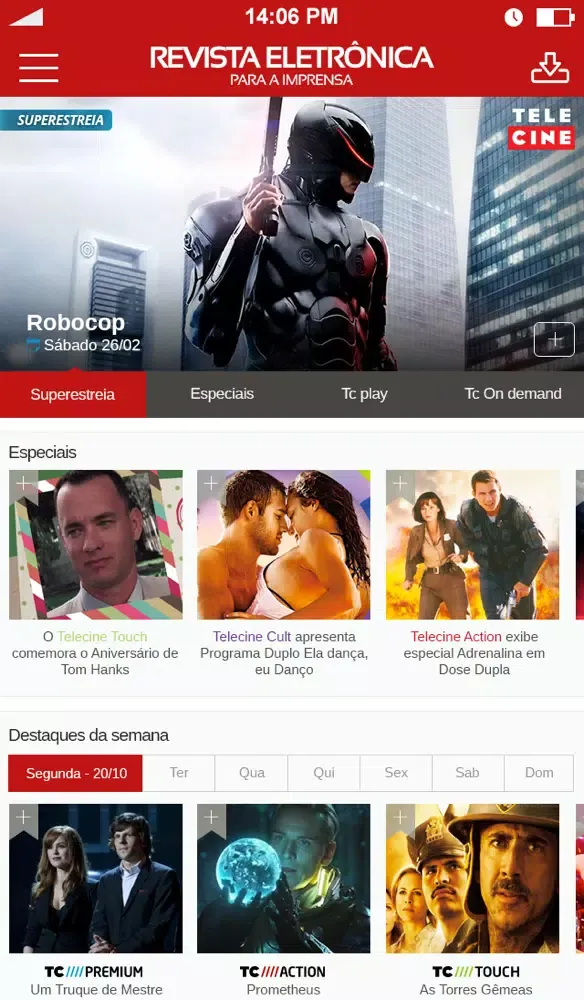 Tangkapan skrin Revista Telecine