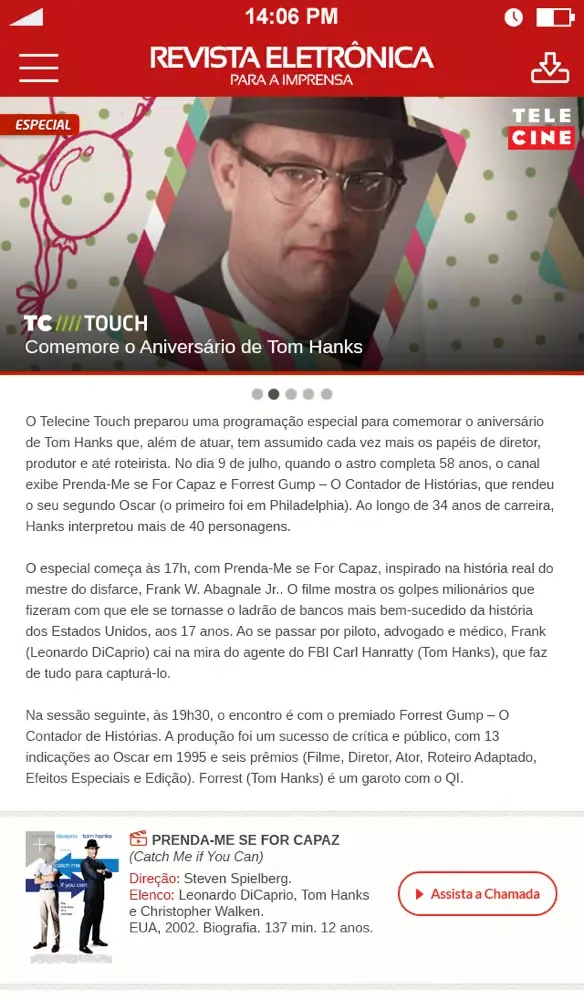 Tangkapan skrin Revista Telecine