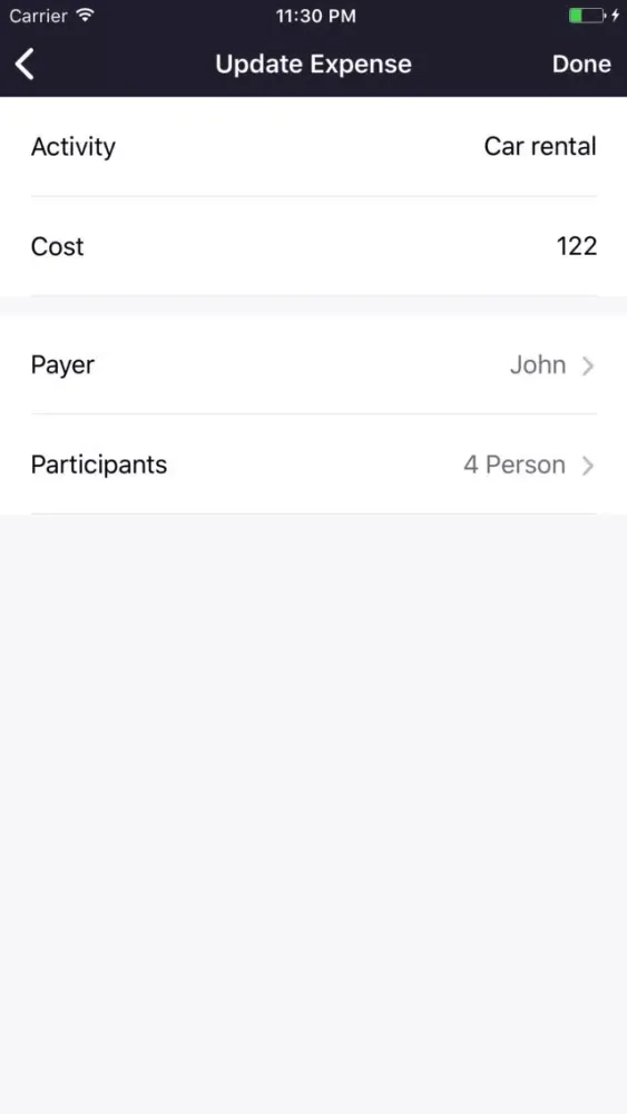 Tangkapan layar Penny - Split group expense