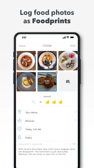 ภาพหน้าจอของ YUMMI: Restaurant & Food Diary