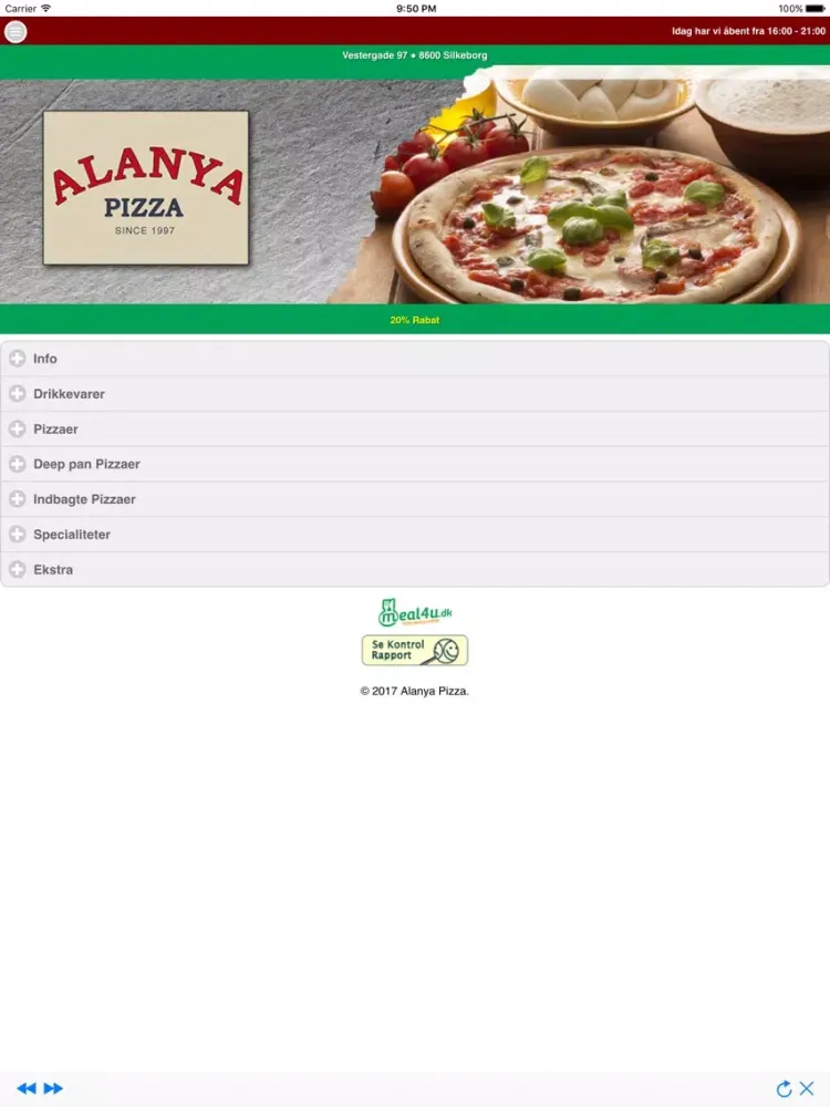 Alanya Pizza Silkeborg iPad  स्क्रीनशॉट