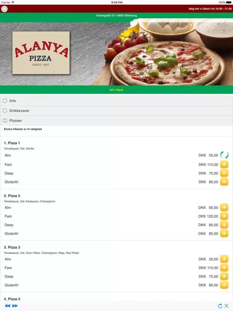 Alanya Pizza Silkeborg iPad  स्क्रीनशॉट