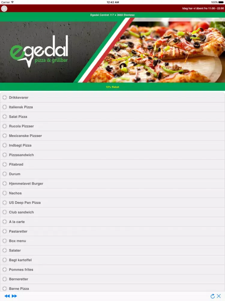 Capturas de pantalla de Egedal Pizza iPad 