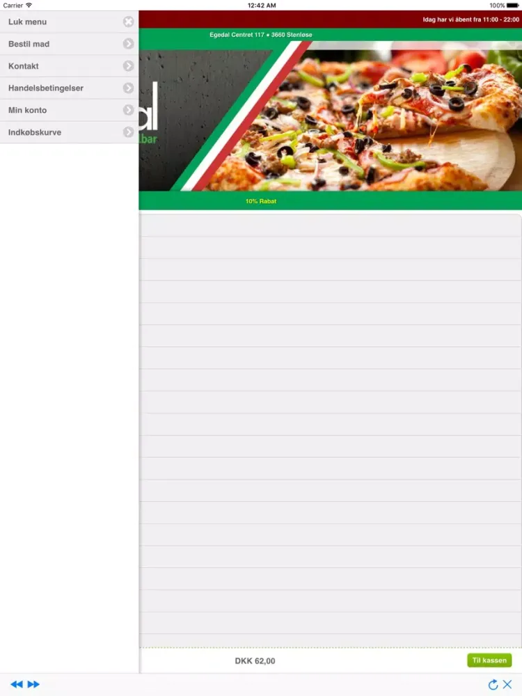 Capturas de pantalla de Egedal Pizza iPad 