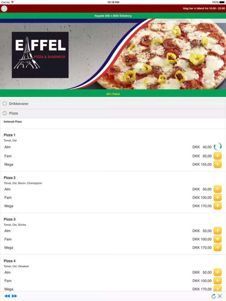 Eiffel Pizza Silkeborg iPad 應用截圖