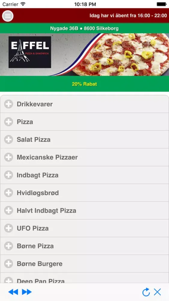 Eiffel Pizza Silkeborg應用截圖