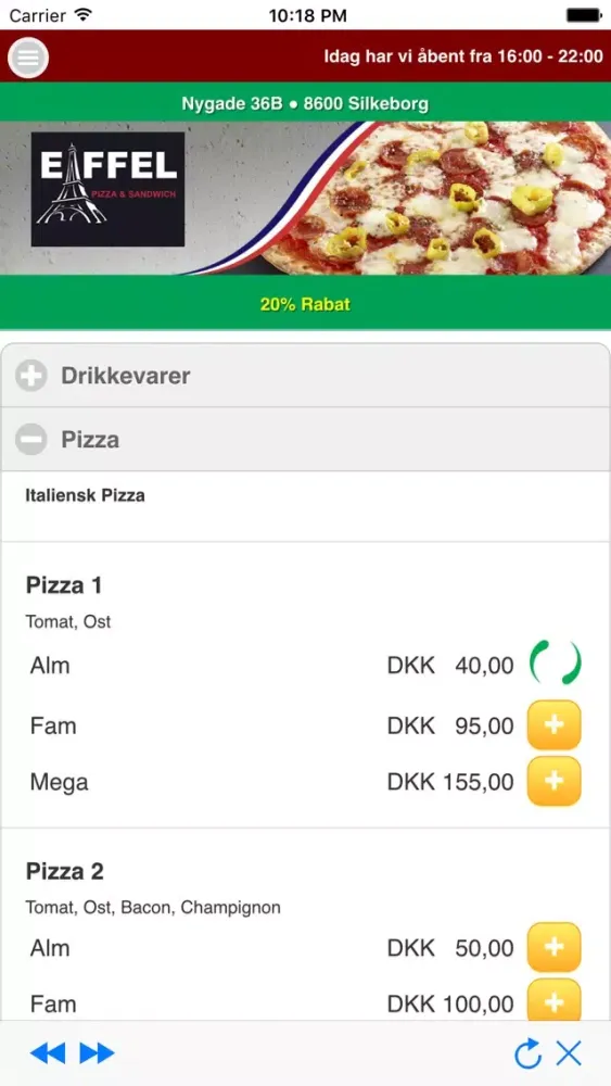 Eiffel Pizza Silkeborg應用截圖