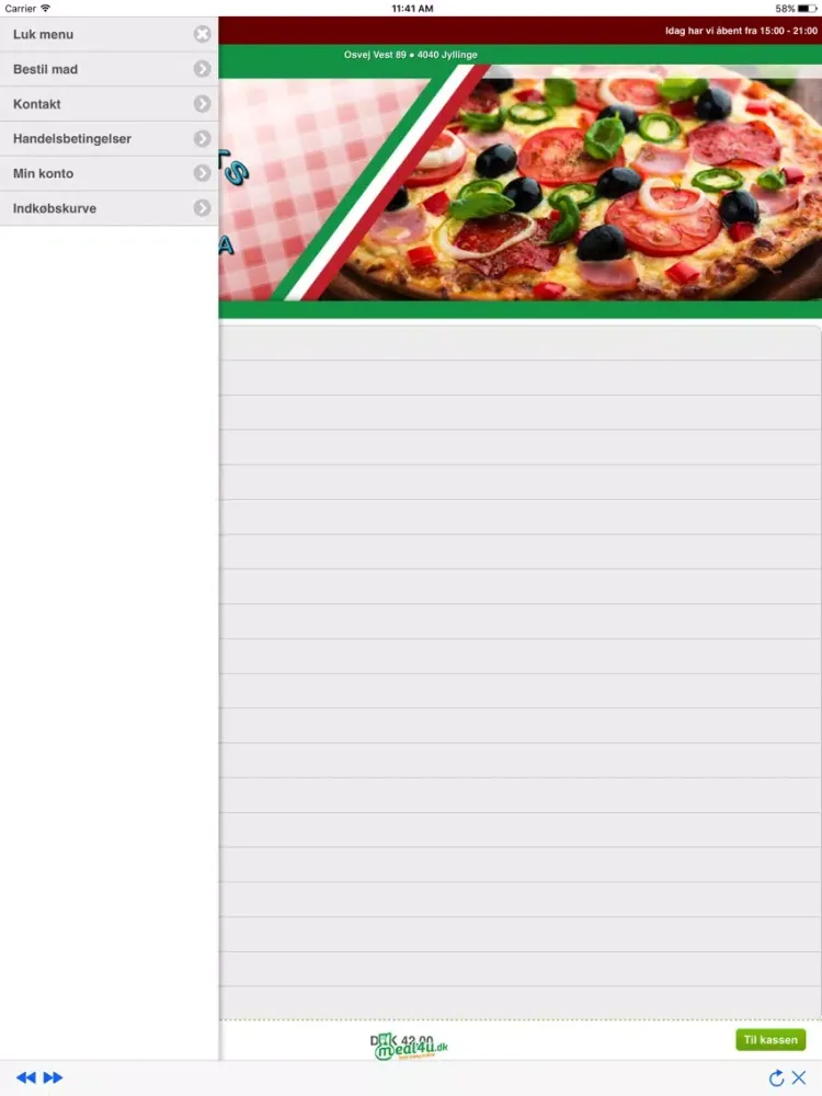 Tangkapan skrin Nordmarks Pizza iPad 
