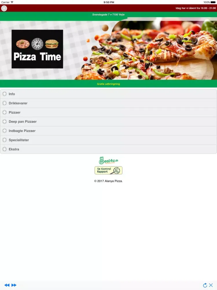 Pizza Time Vejle 7100 iPad 應用截圖