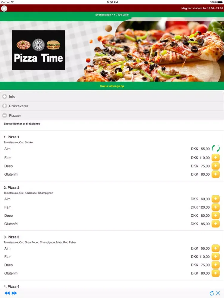 Pizza Time Vejle 7100 iPad 應用截圖