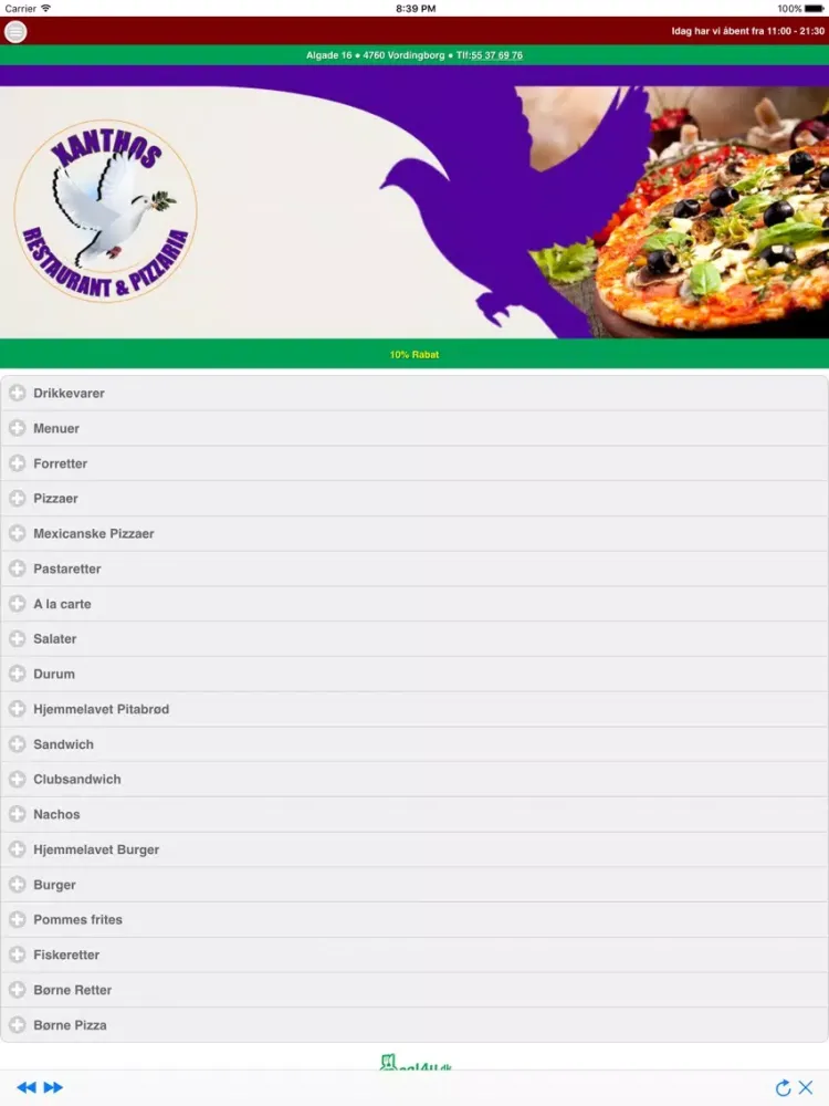 تصاویر Xanthos Pizza Vordingborg iPad 
