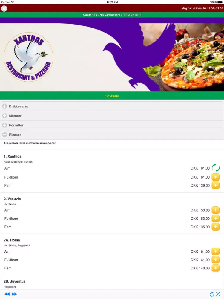 تصاویر Xanthos Pizza Vordingborg iPad 