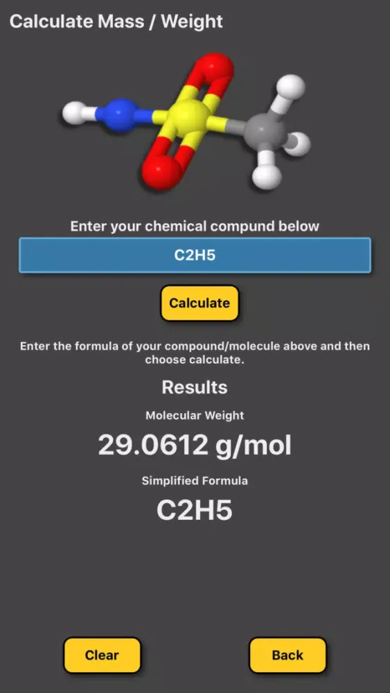 Molecular Mass Weight Calc Screenshots