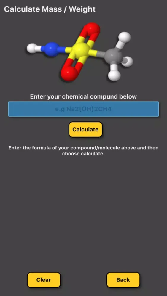 Molecular Mass Weight Calc Screenshots