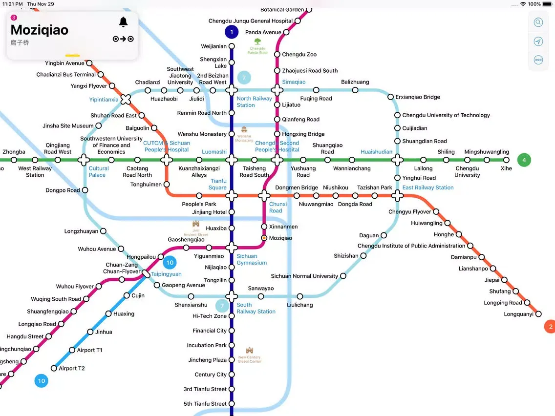 Chengdu Metro Map iPad  स्क्रीनशॉट