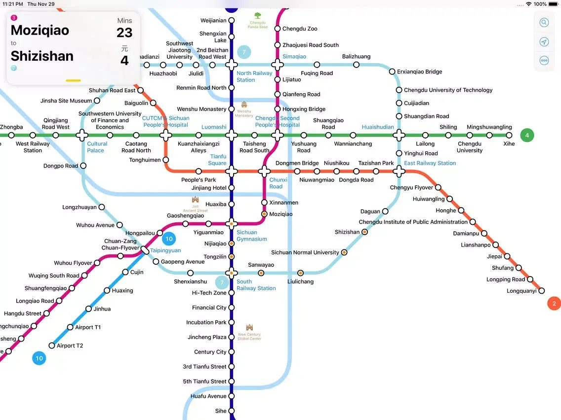 Chengdu Metro Map iPad  स्क्रीनशॉट