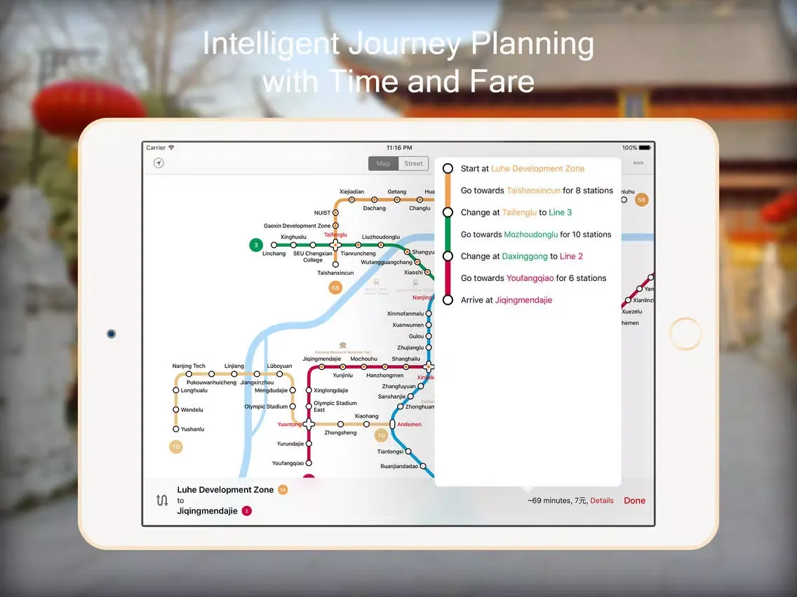 Capturas de tela do Nanjing Metro iPad 