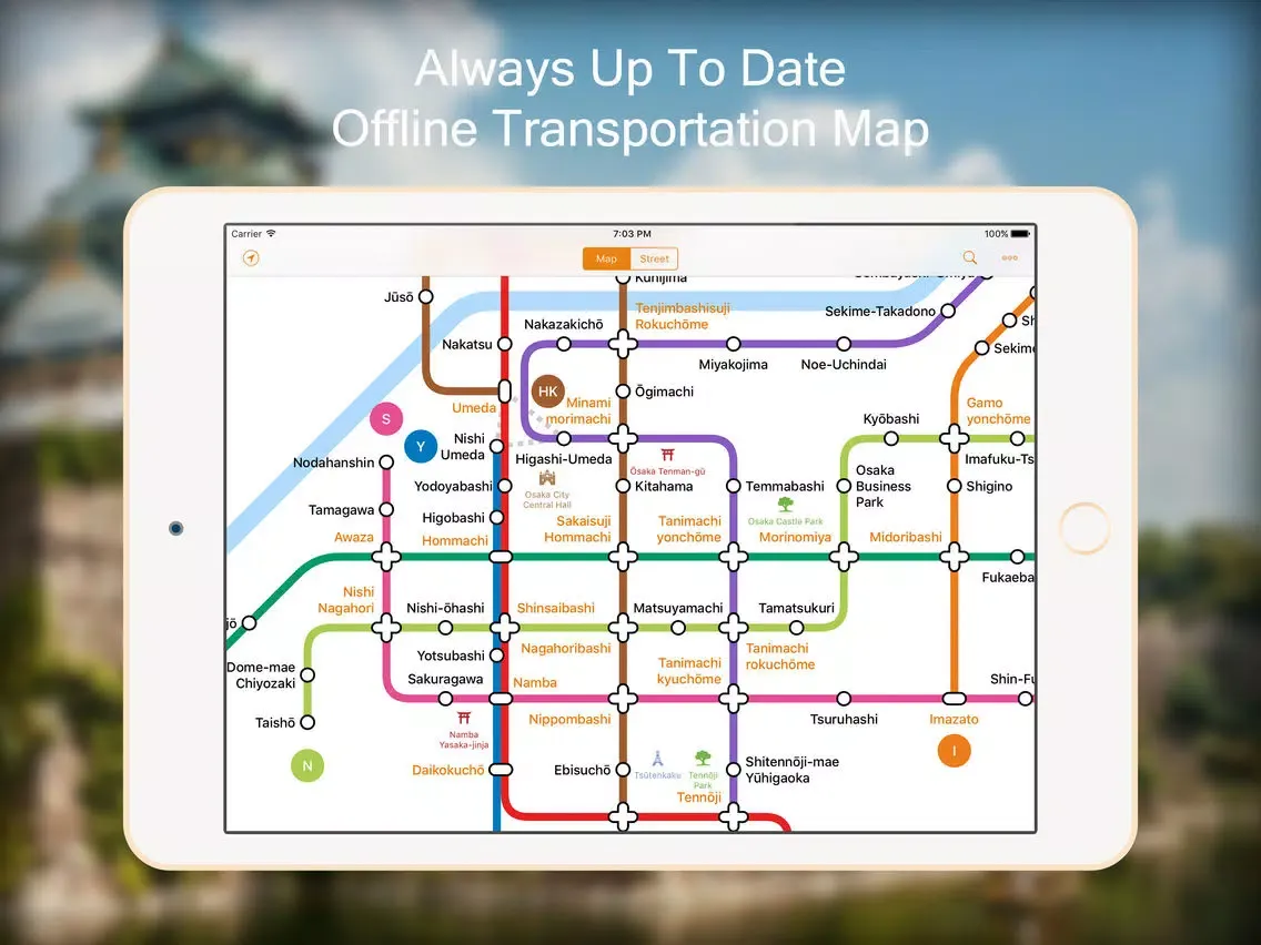 ภาพหน้าจอของ Osaka Metro Map iPad 