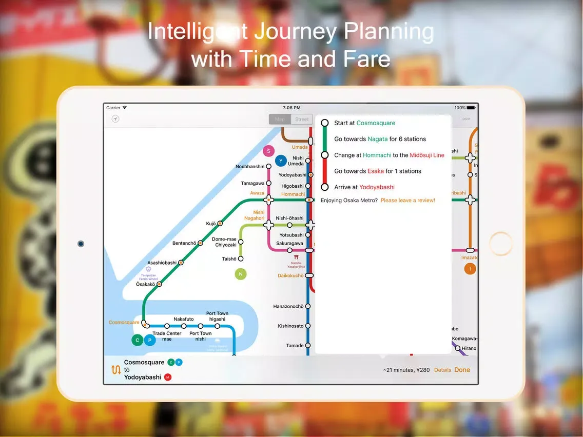 ภาพหน้าจอของ Osaka Metro Map iPad 
