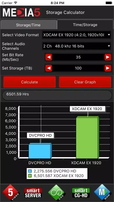 Tangkapan skrin Media 5 Storage Calculator
