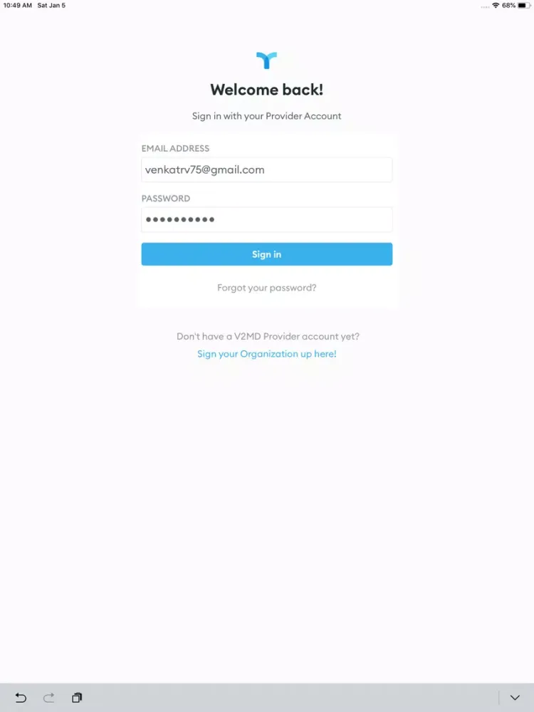 V2MD Provider iPad  Screenshots