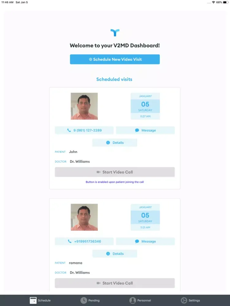 V2MD Provider iPad  Screenshots