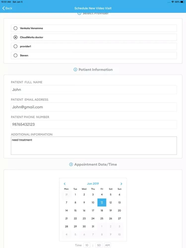 V2MD Provider iPad  Screenshots
