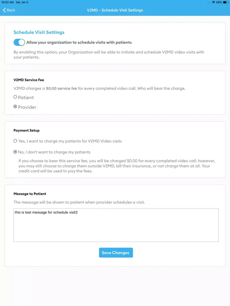 V2MD Provider iPad  Screenshots