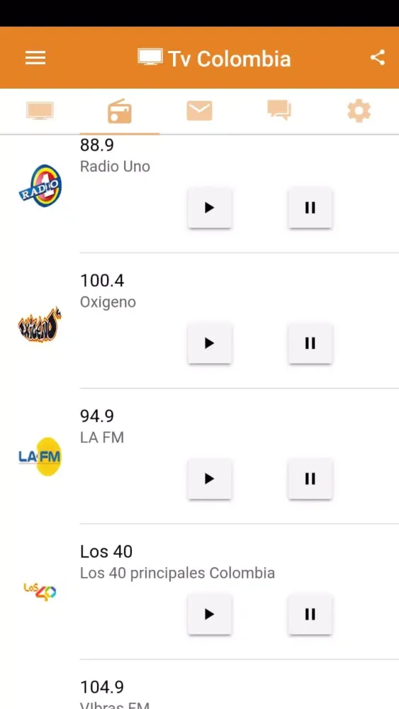 Tangkapan layar Tv Colombia