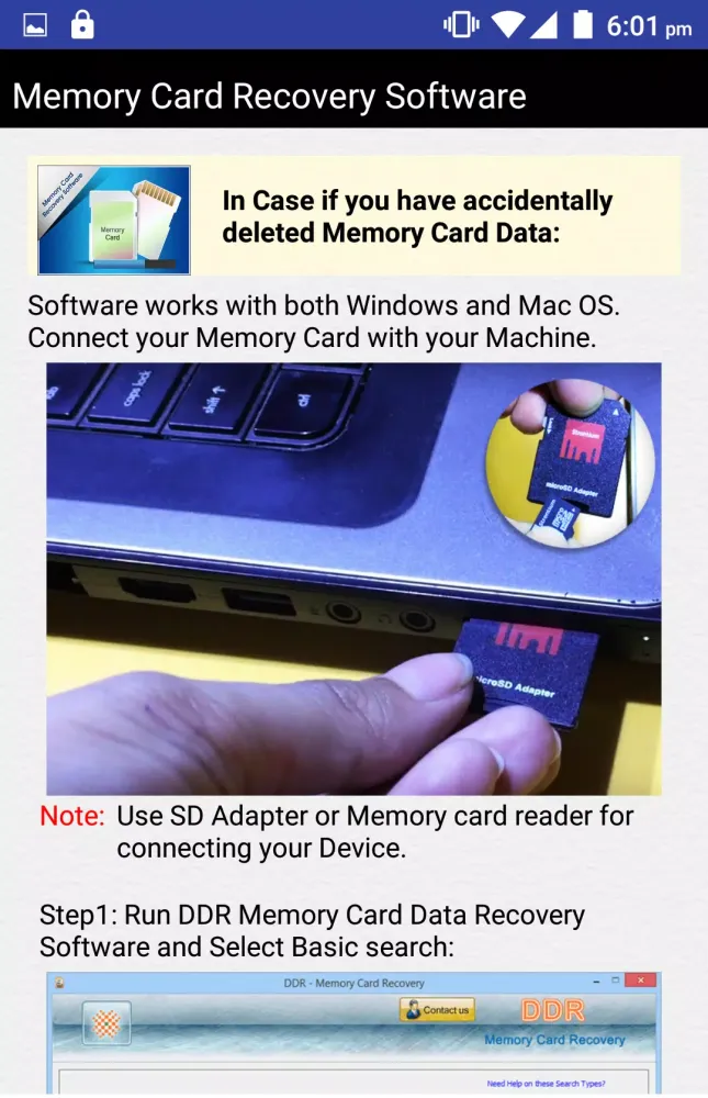 Memory Card Recovery Software Screenshots