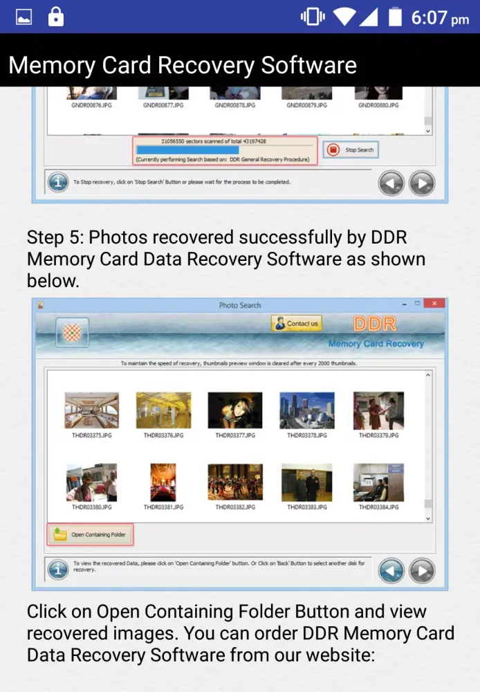 Memory Card Recovery Software Screenshots