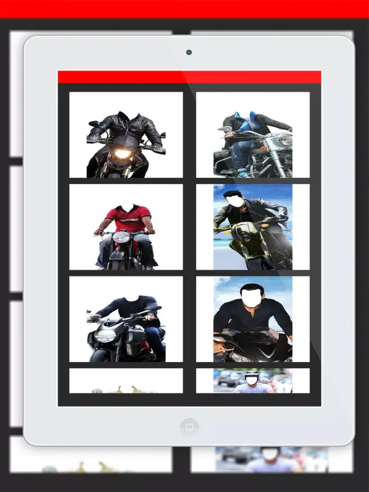 Men's Motorcycle Suit- New Photo Montage With Own Photo Or Camera iPad 應用截圖