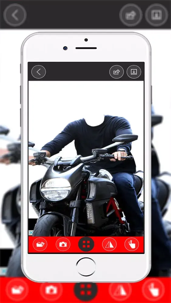 Men's Motorcycle Suit- New Photo Montage With Own Photo Or Camera應用截圖