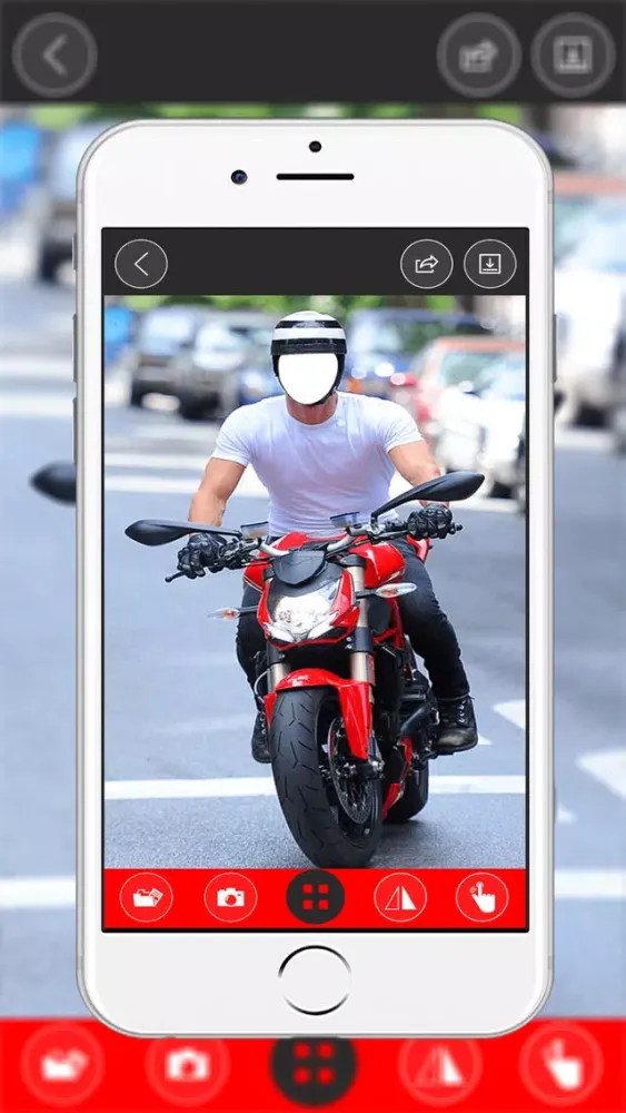 Men's Motorcycle Suit- New Photo Montage With Own Photo Or Camera應用截圖