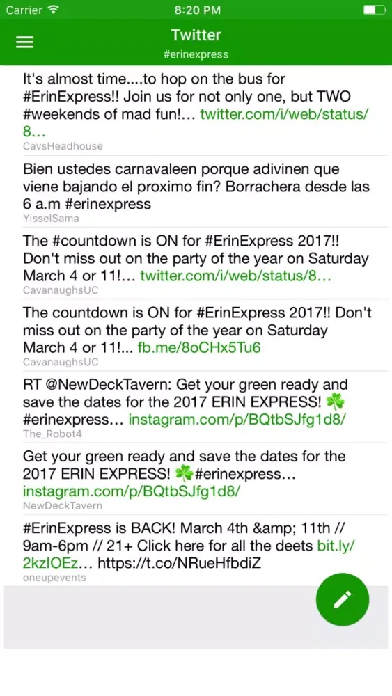 Capturas de tela do The Erin Express App