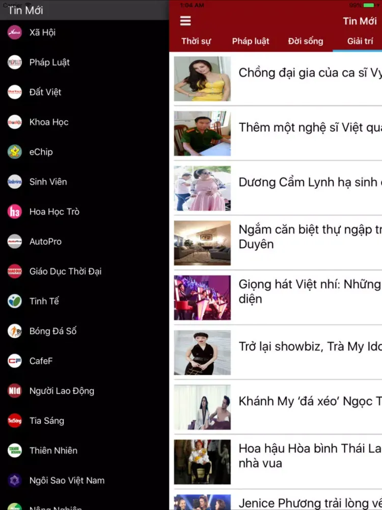Screenshot di Tin Mới - Đọc báo mạng, tin tức tổng hợp iPad 