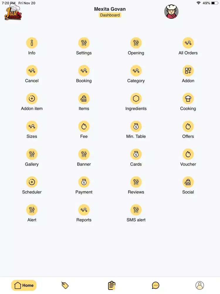 Скриншоты JustMeals Merchant iPad 