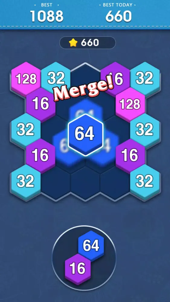 Merge Block - 2048 Hexa puzzle 스크린샷