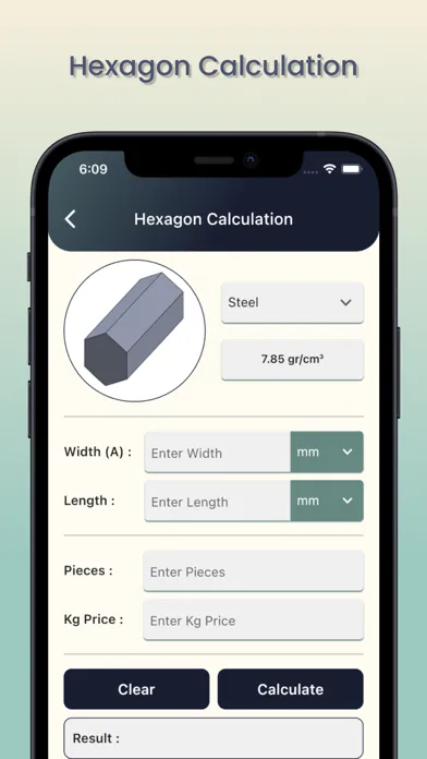 Capturas de tela do Metal Weight Calculators