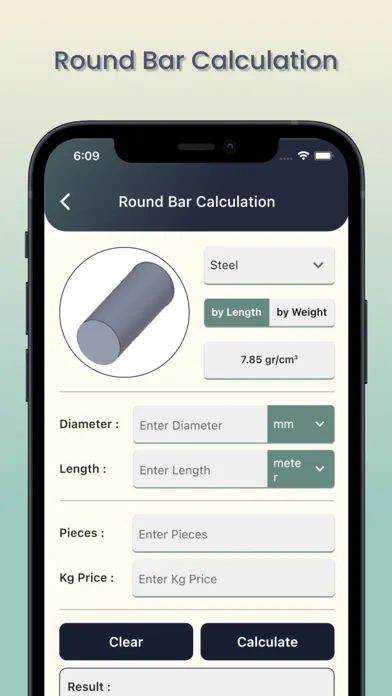 Capturas de tela do Metal Weight Calculators
