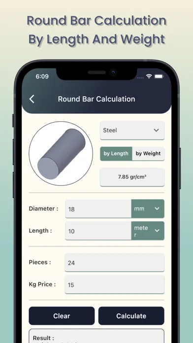 Capturas de tela do Metal Weight Calculators