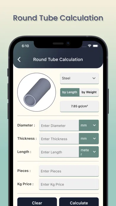 Capturas de tela do Metal Weight Calculators