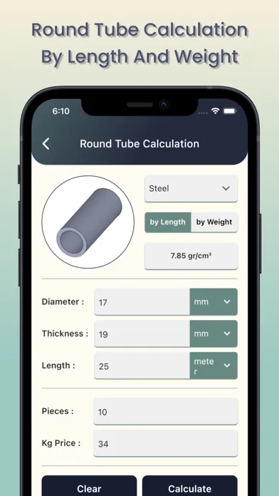 Capturas de tela do Metal Weight Calculators