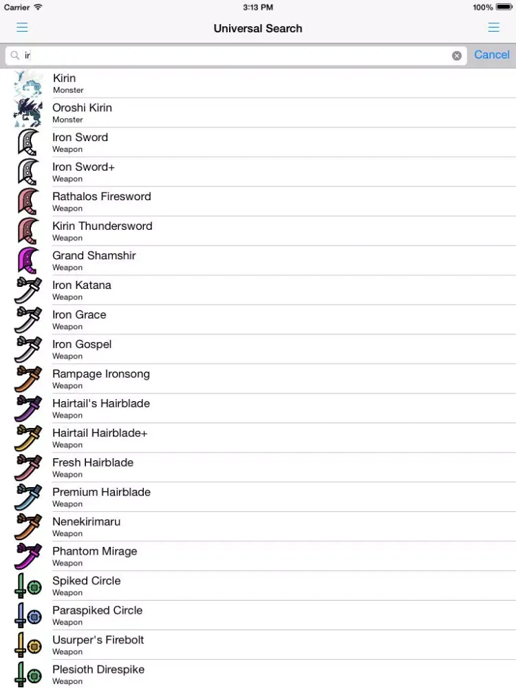 MH4U Database iPad  Screenshots
