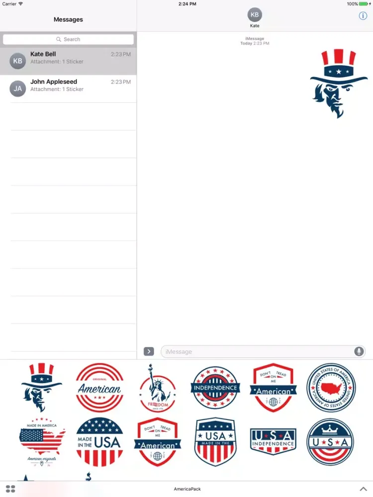ภาพหน้าจอของ America Sticker Pack for Messaging iPad 
